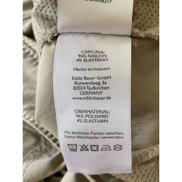 Eddie Bauer Pants Womens 16 Tan Outdoor Nylon Stretch Hiking Roll Up Hem Casual - Picture 8 of 9